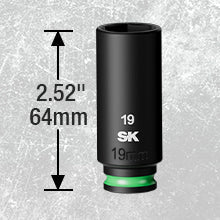 SK Tools USA - 3/8" Drive, 12 Piece, 6 Point, Metric Deep Impact Socket Set, #SK01351