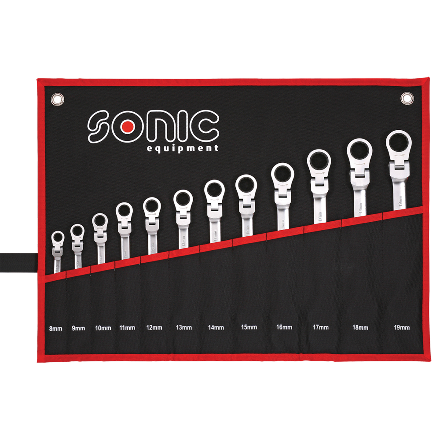 Sonic Tools - Flexible Ratcheting Wrench 12pt. Set in Pouch, 12 pcs.
