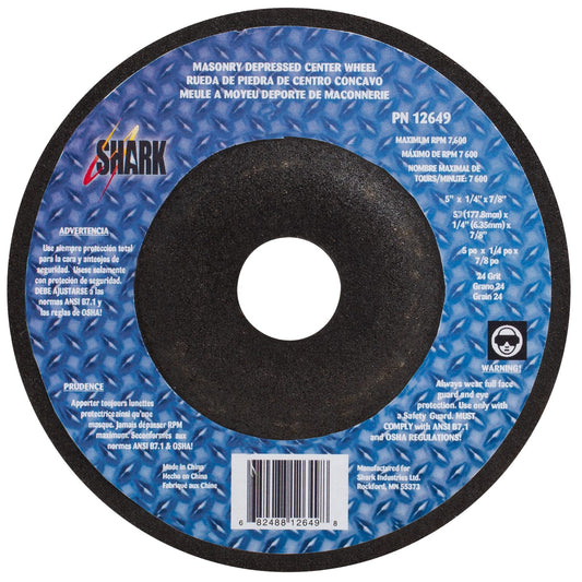 Shark Industries - 25PK - Depressed Center Type 27 Silicon Carbide Grinding Wheels- Hubless. 5″ x 1/4″x 7/8″ – 24 Grit