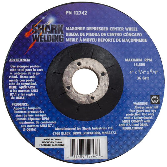 Shark Industries - Shark Industries - Depressed Center Type 27 Grinding Wheels for use on Masonry 4″x 1/4″ x 5/8