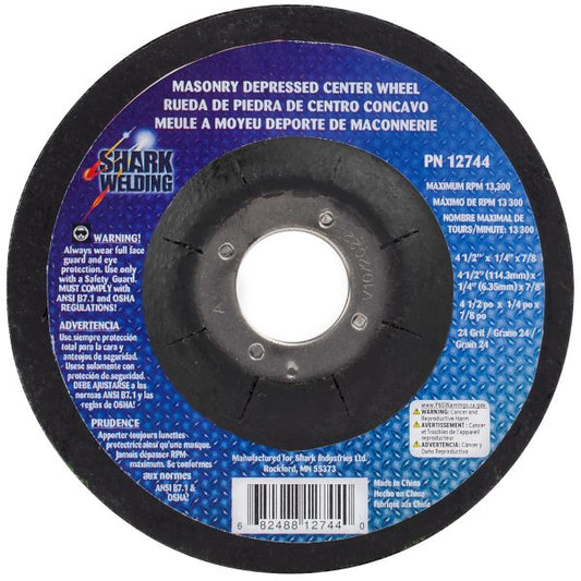 Shark Industries - Depressed Center Type 27 Grinding Wheels for use on Masonry 4.5″x 1/4″ x 7/8
