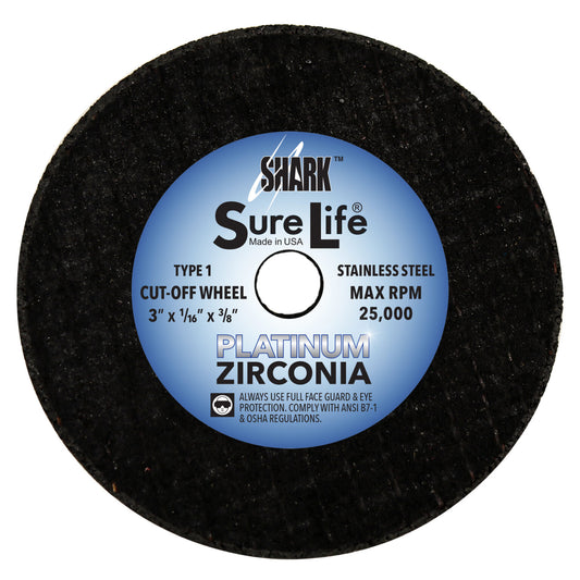 Shark Industries - 6 PK | Cut-Off Wheel – Zirconia (Sure-Life) – 3″ x 1/16″ x 3/8″ – 36 Grit – Made in USA