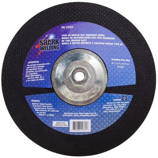 Shark Industries - Type 28 Koolie Hat Grinding Wheel – 9″ x 1/4″ x 5/8-11
