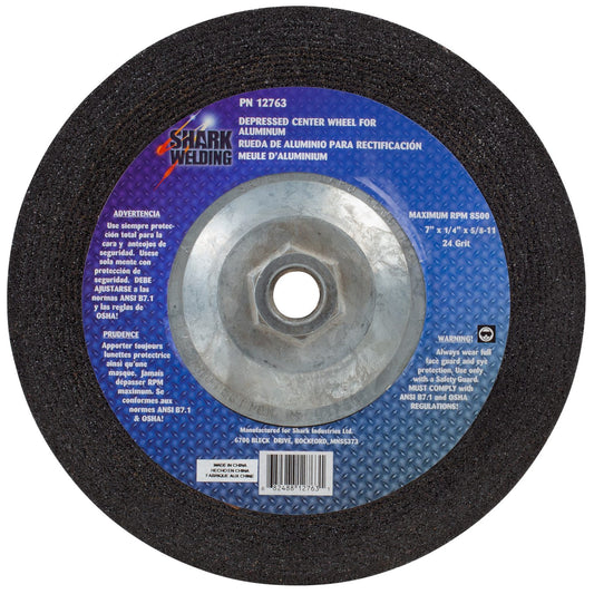 Shark Industries - Depressed Center Type 27 Grinding Wheel for use on Aluminum. 7″x 1/4″ 5/8-11
