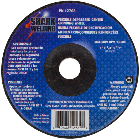 Shark Industries - 1 PK Flexible Grinding Wheels-4″ x 1/8″ x 5/8″ – 36 Grit