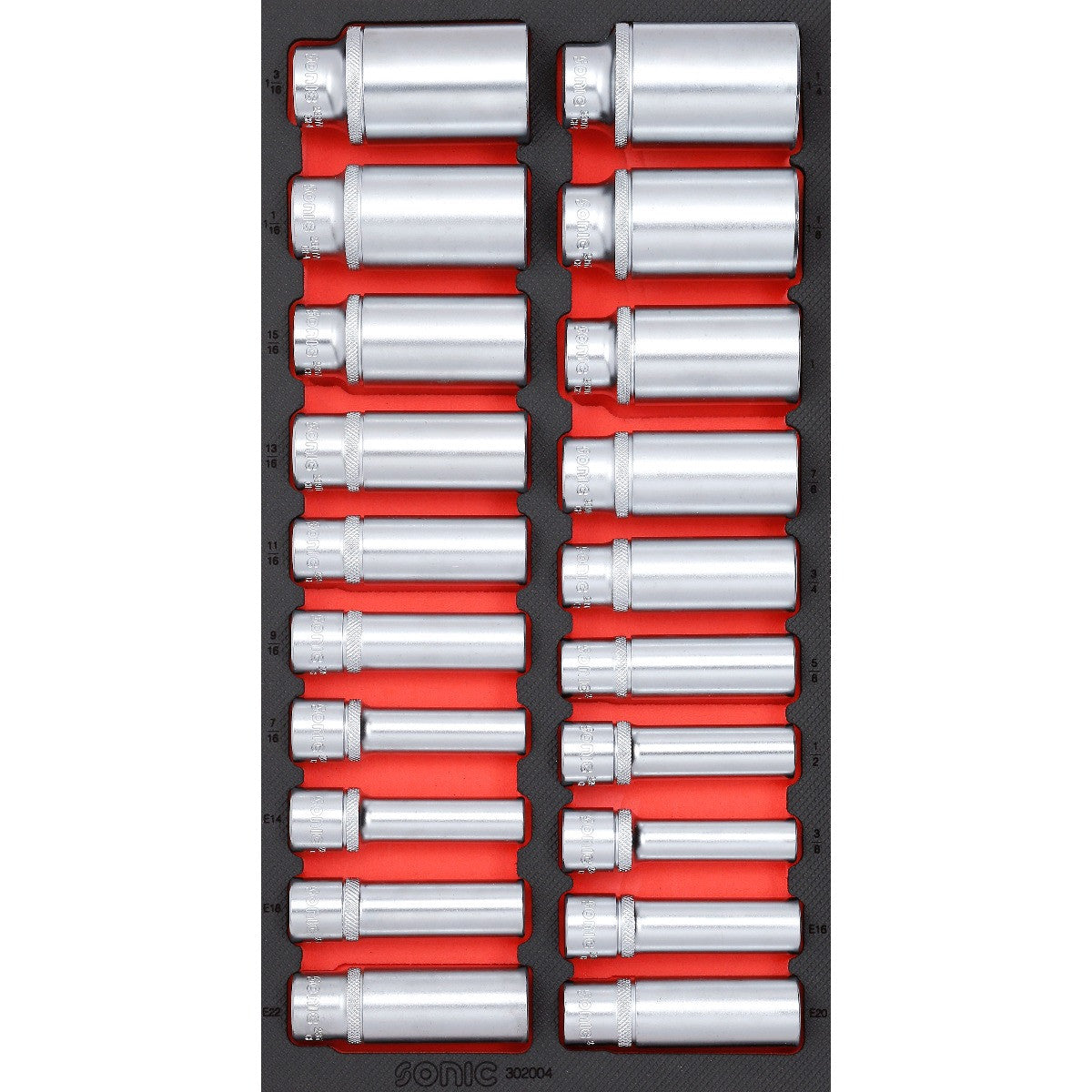 Sonic Tools - SAE Deep Socket Set 1/2", 20-PCS - SMALL SFS