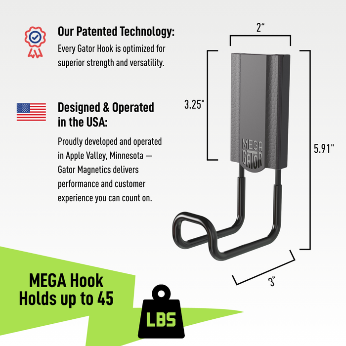Gator Magnetics - 3" MEGA Closed Magnetic Hook - Holds up to 45 lbs