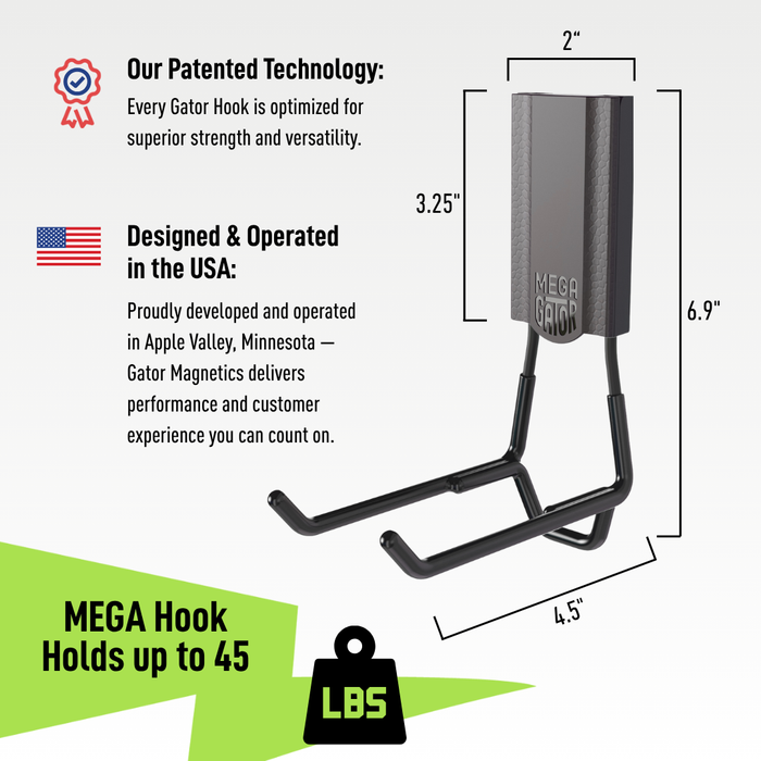 Gator Magnetics - 4.5" MEGA Open Magnetic Hook - Holds up to 45 lbs