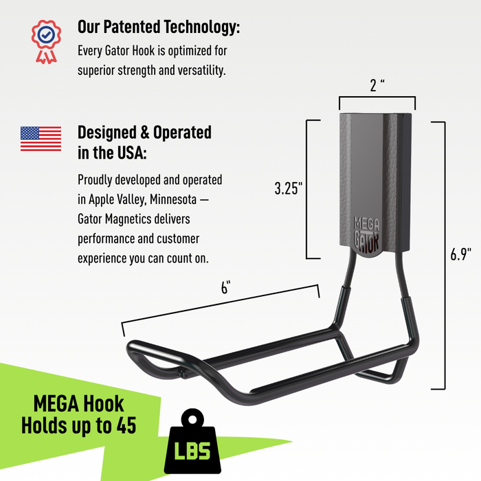 Gator Magnetics - 6" MEGA Closed Magnetic Hook - Holds up to 45 lbs
