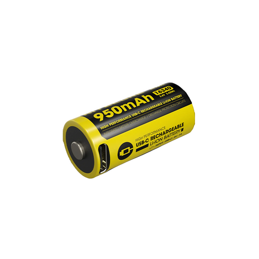 Nitecore NL169R 950mAh Rechargeable RCR123 16340 Battery with USB-C Charging Port
