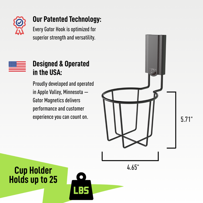 Gator Magnetics - Magnetic Cup Holder - Holds up to 25 lbs