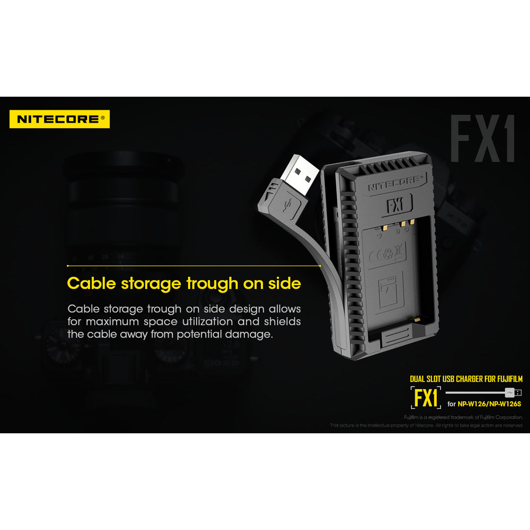 Nitecore FX1 Digital USB Travel Battery Charger for Fujifilm NP-W126 and NP-W126S Batteries