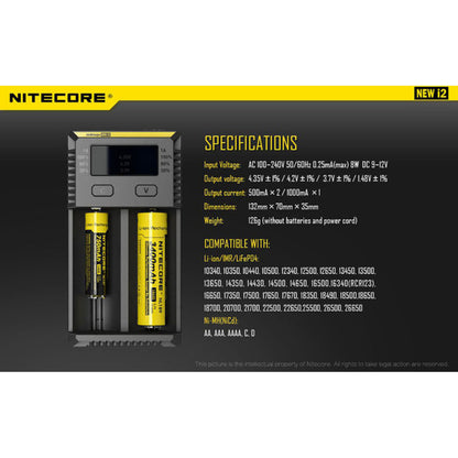 Nitecore i2 Intellicharger Two-Channel Charger - for 18650 etc