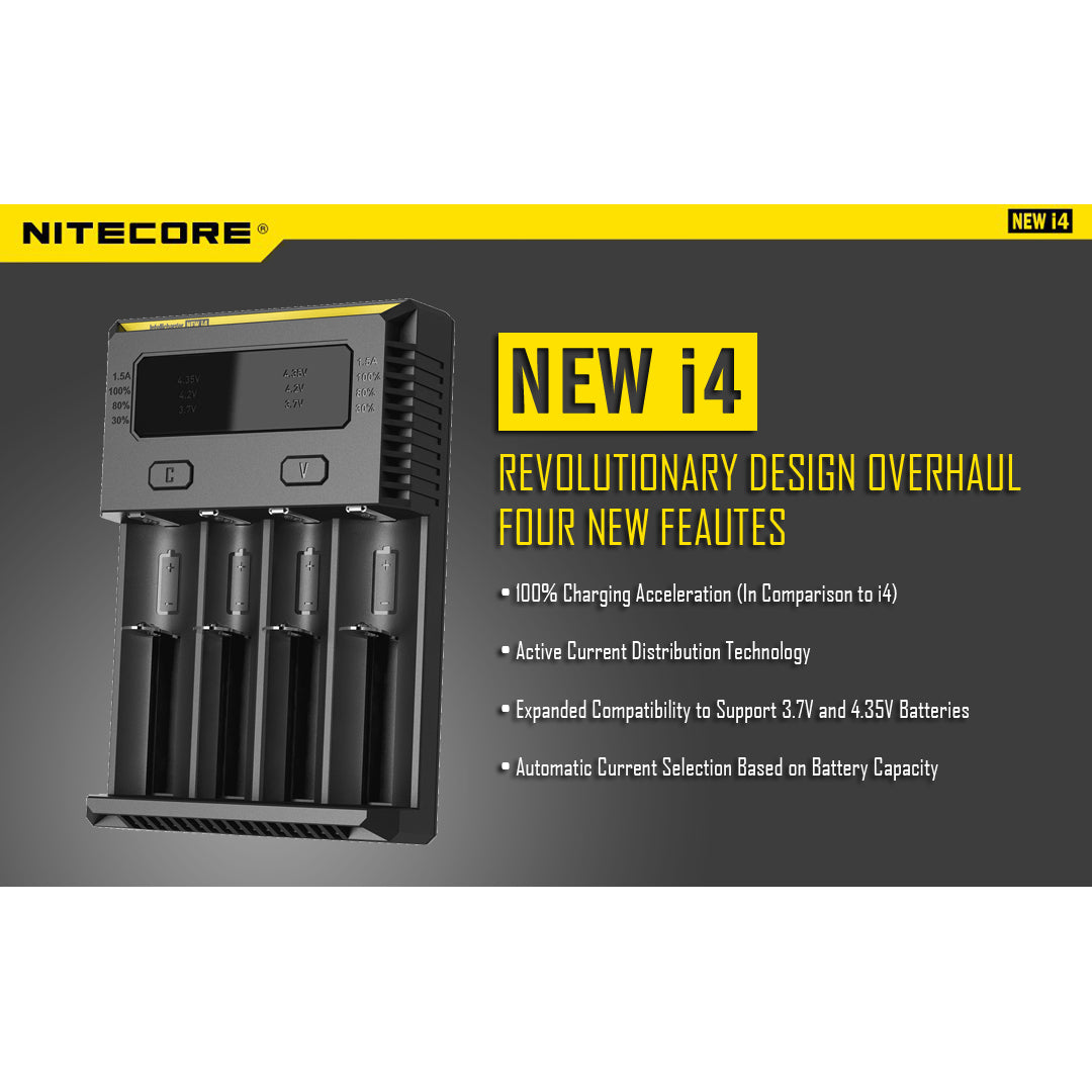 Nitecore New i4 4 Channel Universal Charger, for 18650, 16340 etc