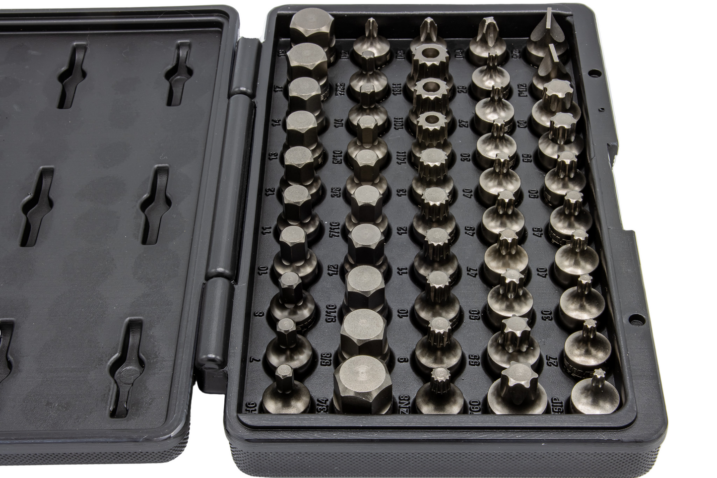 VIM Tools - Impact Master Set, 50 Piece, Half Cut Torx, Hex, Flat, Philips, & XZN Drivers, 3/8″ Sq. Dr.