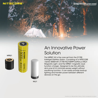 Nitecore Intelligent 21700 Battery System - MPB21 Kit: Lantern, Dual Function Battery Charger
