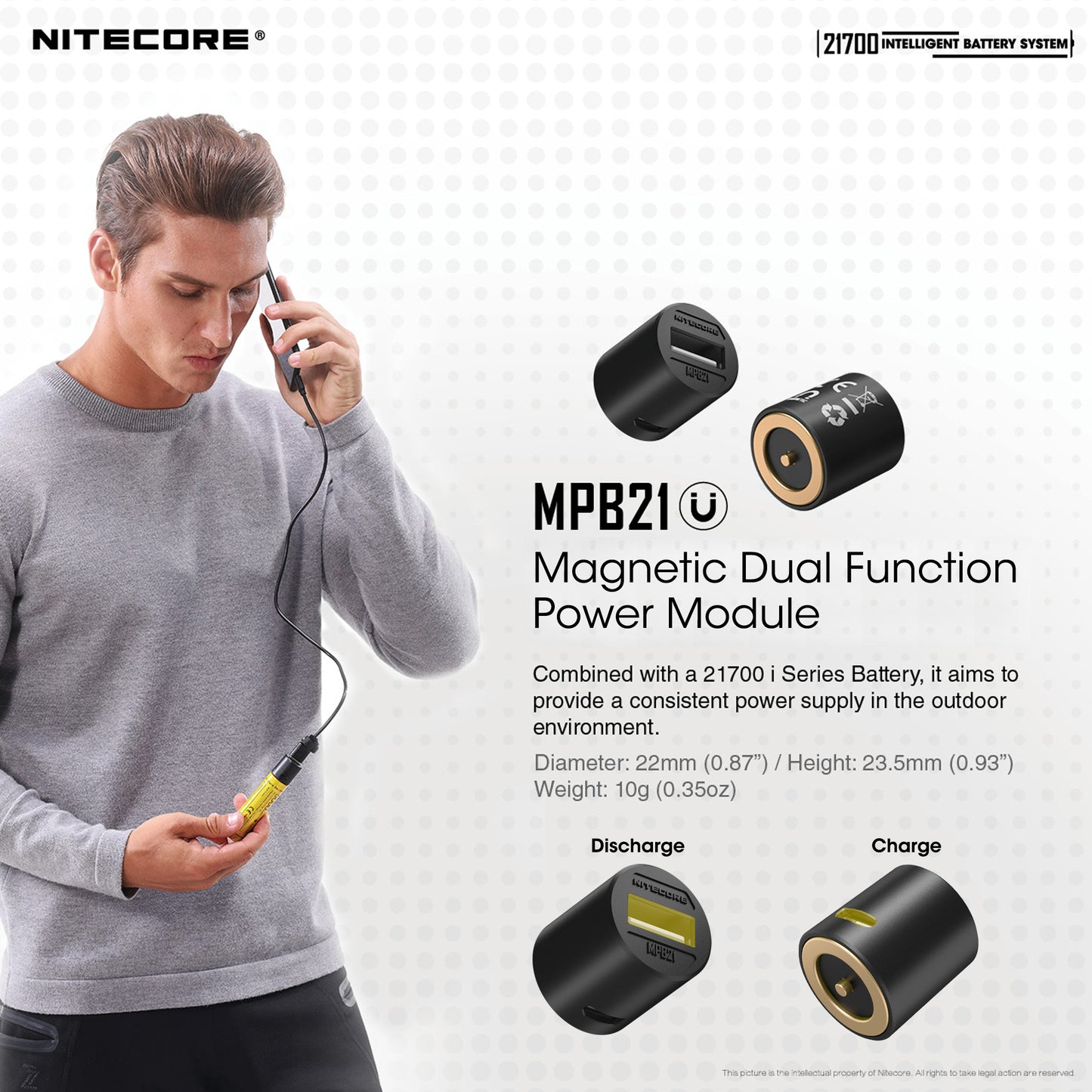 Nitecore Intelligent 21700 Battery System - MPB21 Kit: Lantern, Dual Function Battery Charger