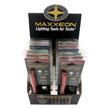 Maxxeon - WorkStar Mixed Display 12-Pack - Rechargeable Penlights USB-C