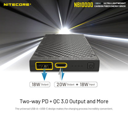Nitecore NB10000 Gen 2 Quick-Charge USB/USB-C Dual Port 10000mAh Power Bank