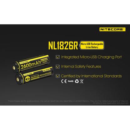 Nitecore NL1826R 2600mAh USB-C Rechargeable 18650 Battery