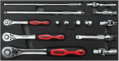 Sonic Tools - NEXT Ratchet and Extension Set, 1/4", 3/8", 1/2", 15-PC - Small SFS