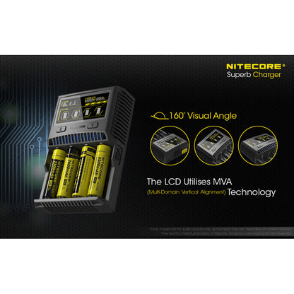 Nitecore SC4 4-Slot Fast Universal Charger for 18650 17650 17670, RCR123A 16340 14500 AA AAA C D