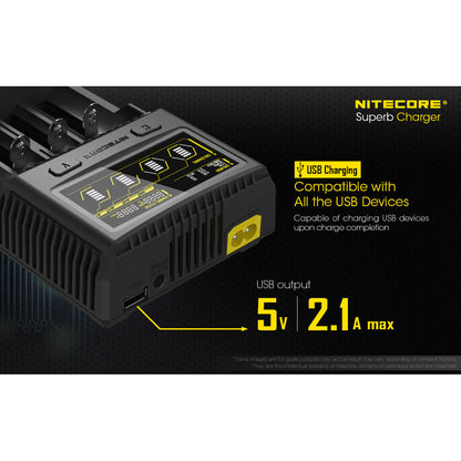 Nitecore SC4 4-Slot Fast Universal Charger for 18650 17650 17670, RCR123A 16340 14500 AA AAA C D