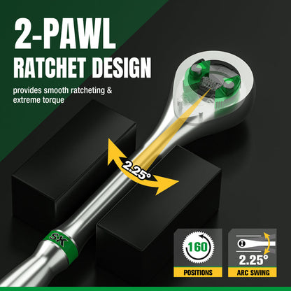 SK Tools USA - 160-Position Drive Ratchet Set (1/4 in, 3/8 in, 1/2 in)