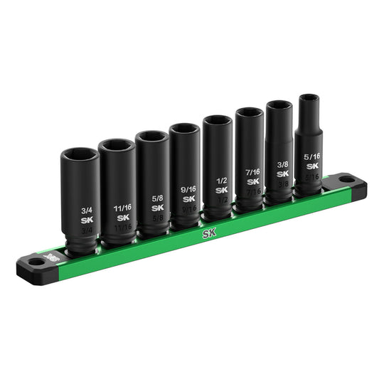 SK Tools USA - 3/8" Drive, 8 Piece, SAE Deep Impact Socket Set, SK01350
