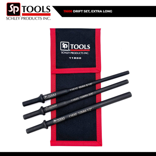 Schley Tools - Extra Long Air Hammer Drift Kit, 3 Piece in Kit Bag (8 mm-12 mm)