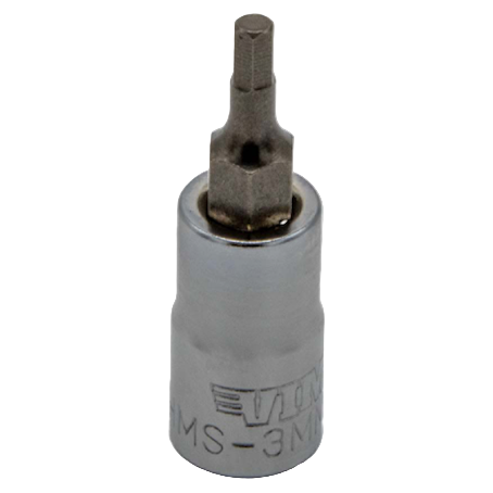 VIM Tools - Hex Bit, Satin Chrome 3/8” sq. dr. Bit Holder (3mm-9mm)