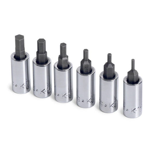 SK Tools USA - 6 Piece 1/4" Drive Metric Hex Bit Socket Set