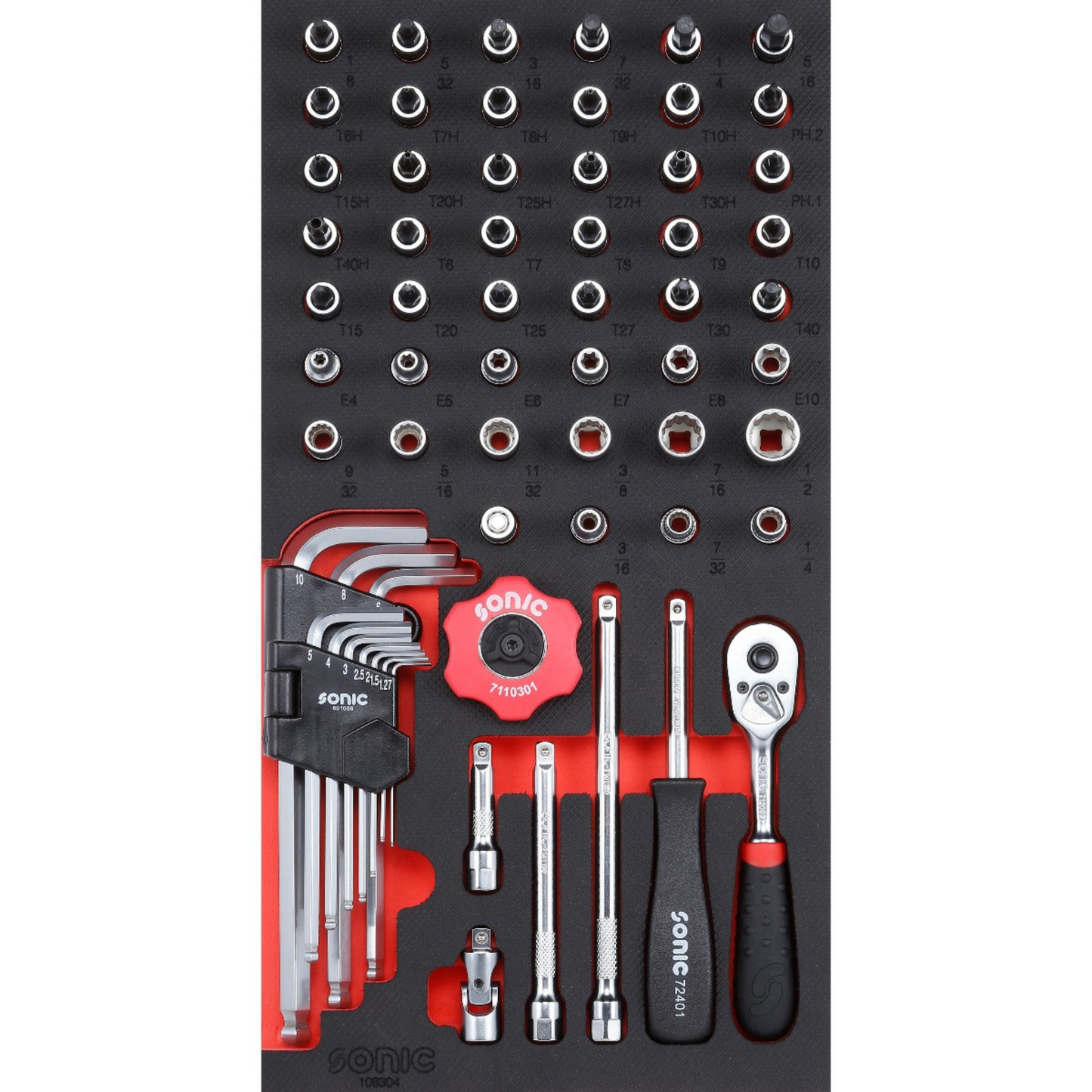 Sonic Tools - SAE Bit Socket Set 1/4", 63-PCS - SMALL SFS