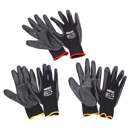 Sonic Tools - Gloves Nitrile Coated Nylon (Size 8 Medium, Size 9, Large, Size 10, XL)