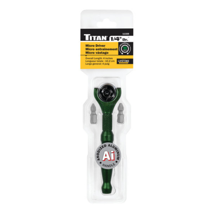 1/4 in. Aluminum Swivel Head Ratcheting Micro Bit Driver (11325)