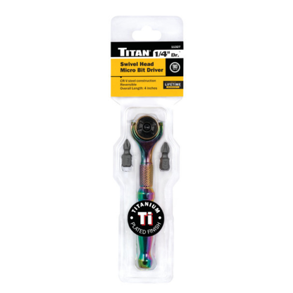1/4 in. Drive Titanium Swivel Head Ratcheting Micro Bit Driver (11327)