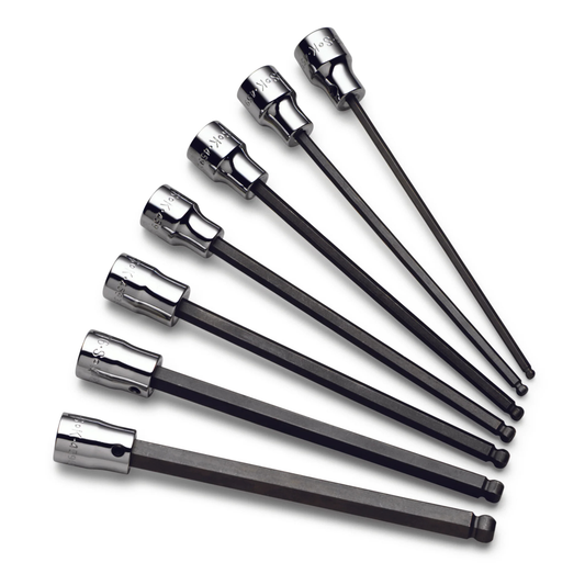 SK Tools USA - 7 Piece 3/8" Drive Fractional Long Ball Hex Bit Socket Set