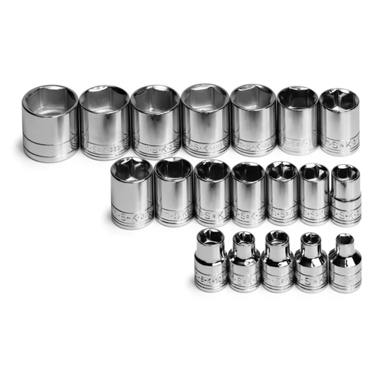 SK Tools USA - 19 Piece 3/8" Drive 6 Point Standard Metric Chrome Socket Set