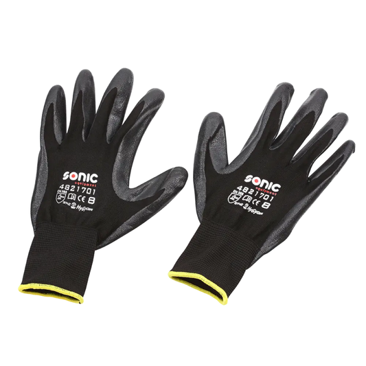 Sonic Tools - Gloves Nitrile Coated Nylon (Size 8 Medium, Size 9, Large, Size 10, XL)