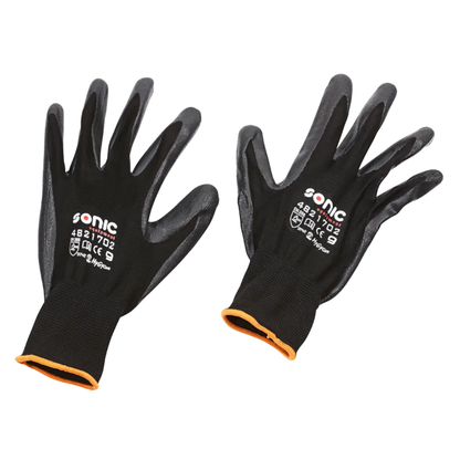 Sonic Tools - Gloves Nitrile Coated Nylon (Size 8 Medium, Size 9, Large, Size 10, XL)