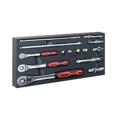 Sonic Tools - NEXT Ratchet and Extension Set, 1/4", 3/8", 1/2", 15-PC - Small SFS