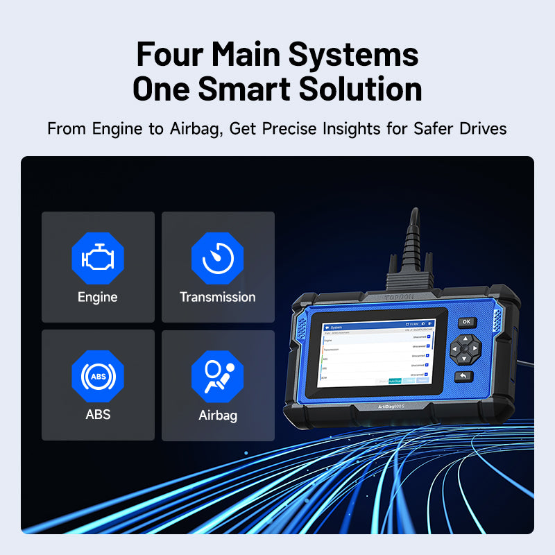 TOPDON 5" Scan Tool - PCM/TCM/ABS/SRS Lifetime Updates 8 Ser Func