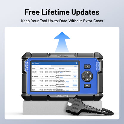 TOPDON 5" Scan Tool - PCM/TCM/ABS/SRS Lifetime Updates 8 Ser Func