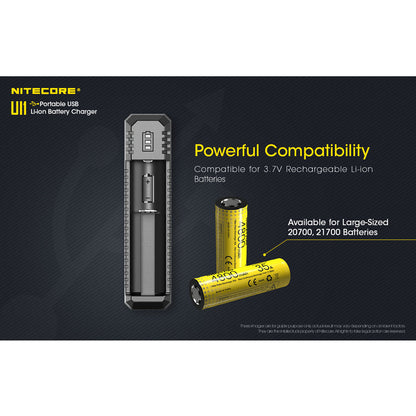 Nitecore UI1 USB Charger, for 18650, 21700, 18350, 20700 etc Batteries
