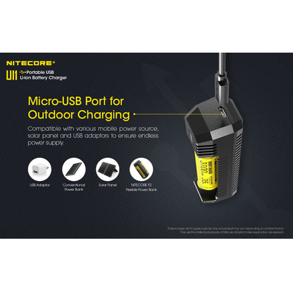 Nitecore UI1 USB Charger, for 18650, 21700, 18350, 20700 etc Batteries