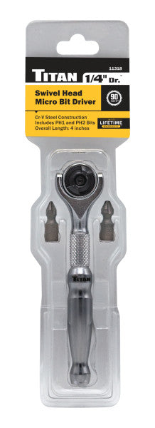 1/4 in. Drive Ratcheting Swivel Head Micro Bit Driver (11318)