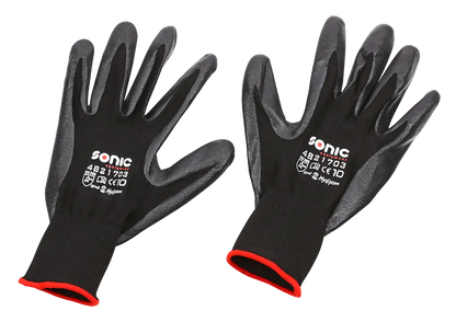 Sonic Tools - Gloves Nitrile Coated Nylon (Size 8 Medium, Size 9, Large, Size 10, XL)