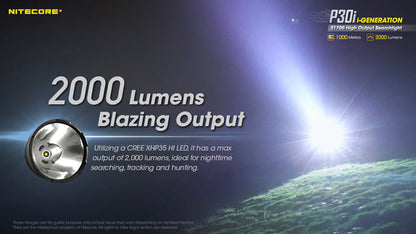 Nitecore P30i 2000 Lumen 1093 Yard Long Throw Flashlight Hunting Kit